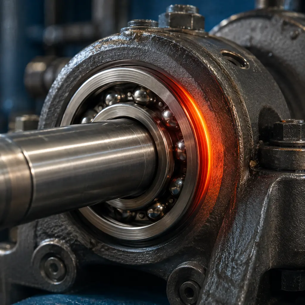 Kushinetë suporti që nxehet në një makineri industriale